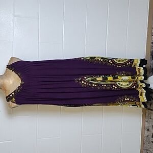 Advance Apparel Free Size Rayon Gauze Art to Wear Boho Tank Dress Pockets